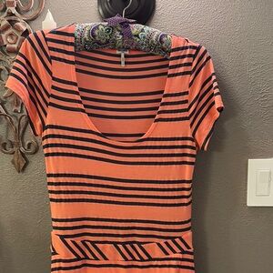Striped Orange and Black cute wrap dress